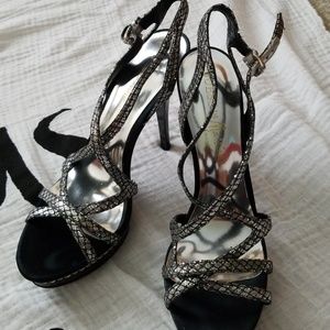 Guess Strappy Silver Metallic Stilletos